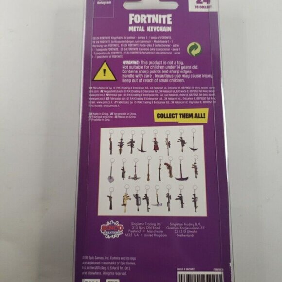 Fortnite Kid's Metal Pick Axe Pickaxe Purple and Spikey Keychain Toy - Picture 2 of 2